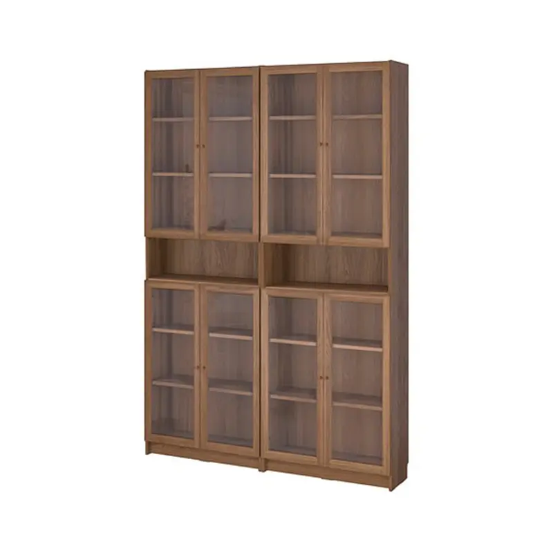AmericanFrench country oak vintage old bookcase combined glass door multi-layer bookshelf sideboard
