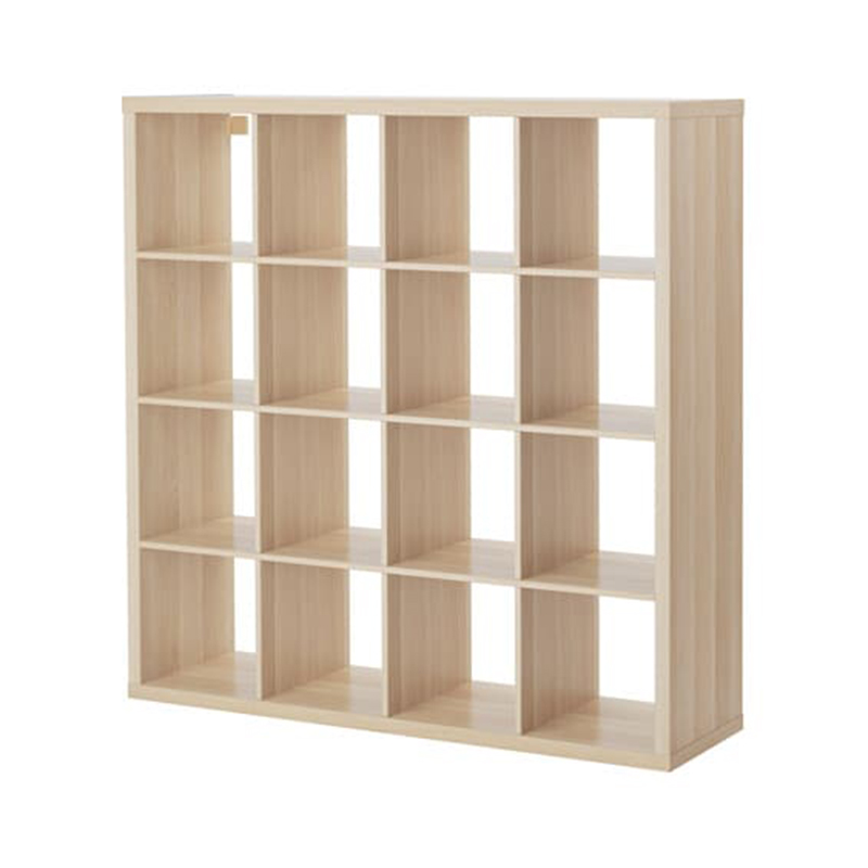 4x4 minimalist storage cabinet - white - black-brown - oak grain