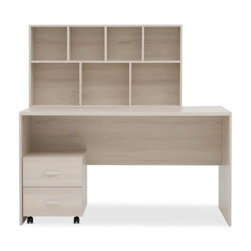 Light wood grain family desk three-piece set
