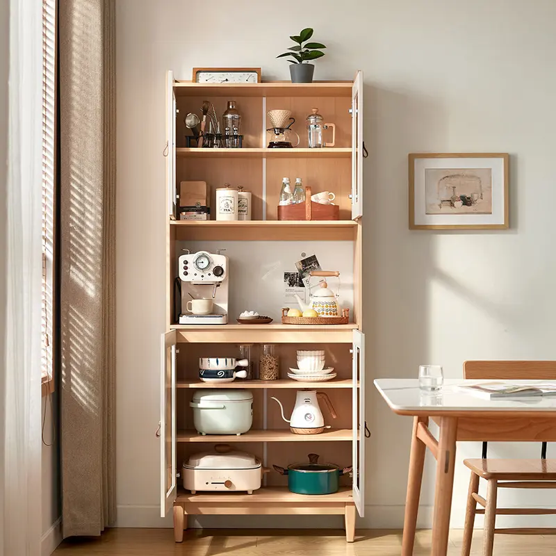 Sideboard cabinets integrated wall racks Dining cabinets modern simple and luxurious double-layer multifunctional lockers storage cabinets (NaturalWhite)