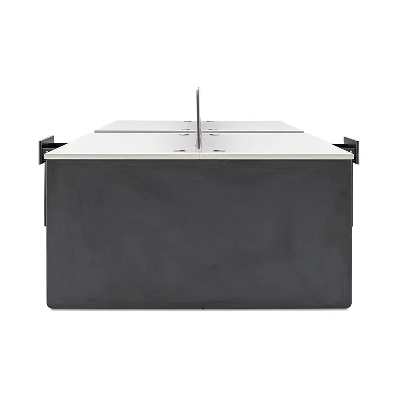 4 desk staff double financial station booth staff desk simple and modern (White+Iron Grey)