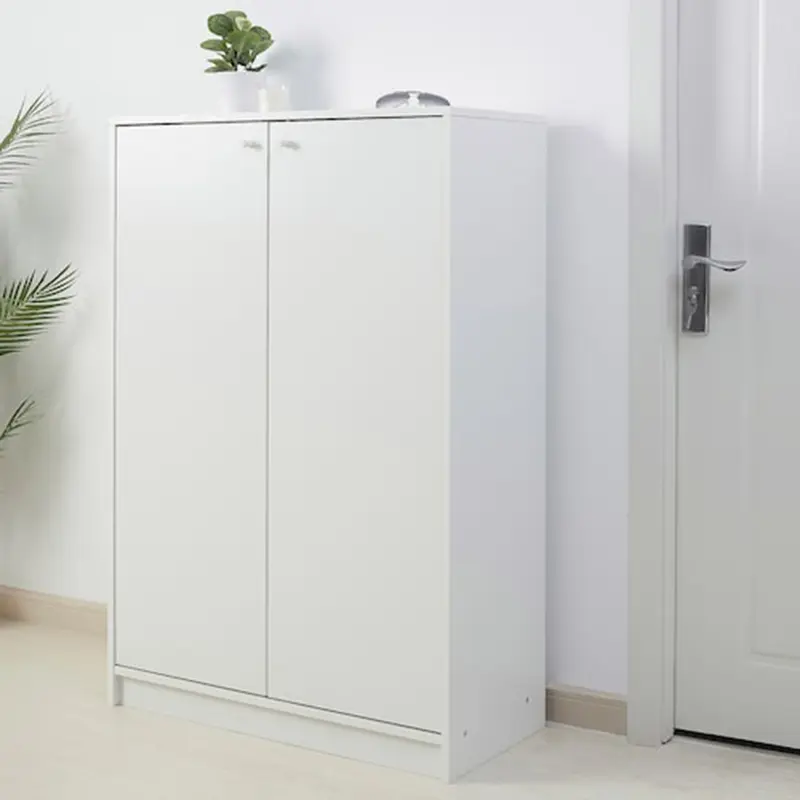 White simple five-storey double-door shoe cabinet