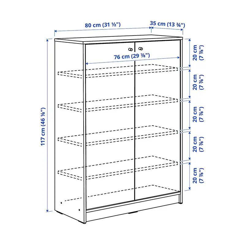 White simple five-storey double-door shoe cabinet