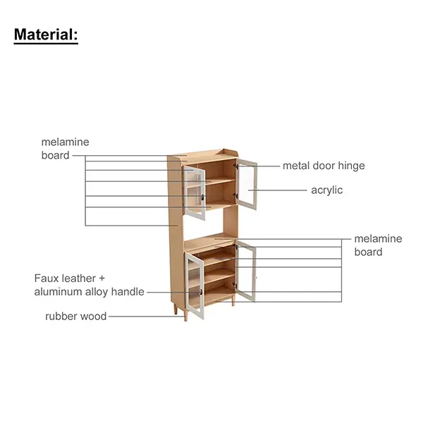 Sideboard cabinets integrated wall racks Dining cabinets modern simple and luxurious double-layer multifunctional lockers storage cabinets (NaturalWhite) (4)1xn