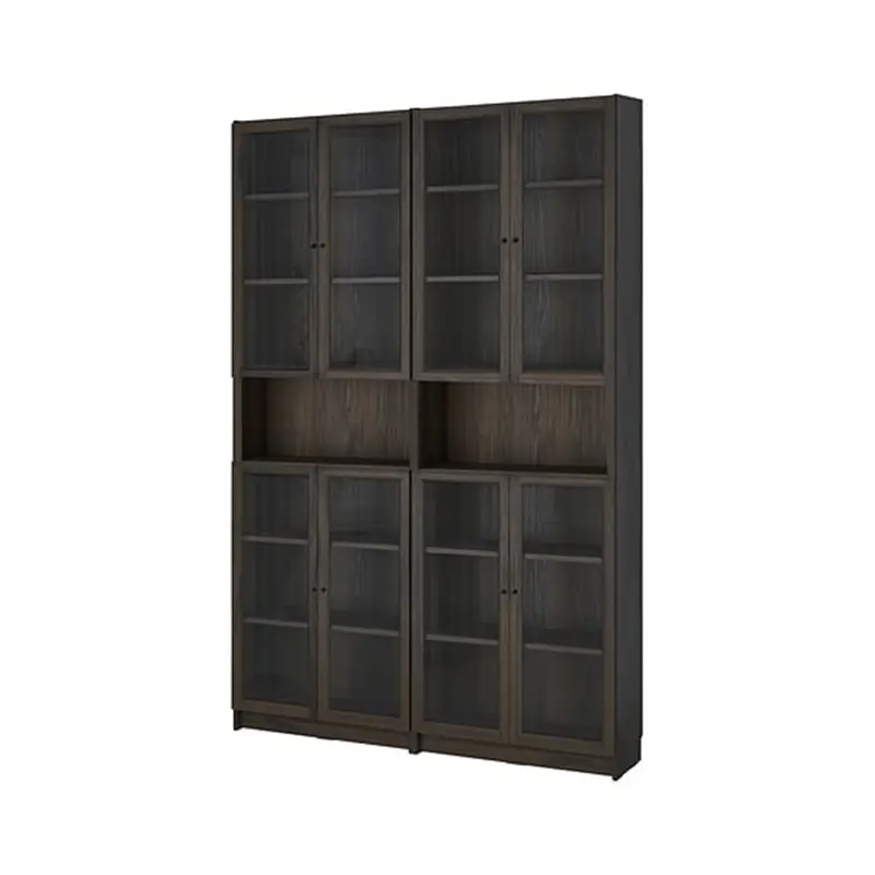 AmericanFrench country oak vintage old bookcase combined glass door multi-layer bookshelf sideboard