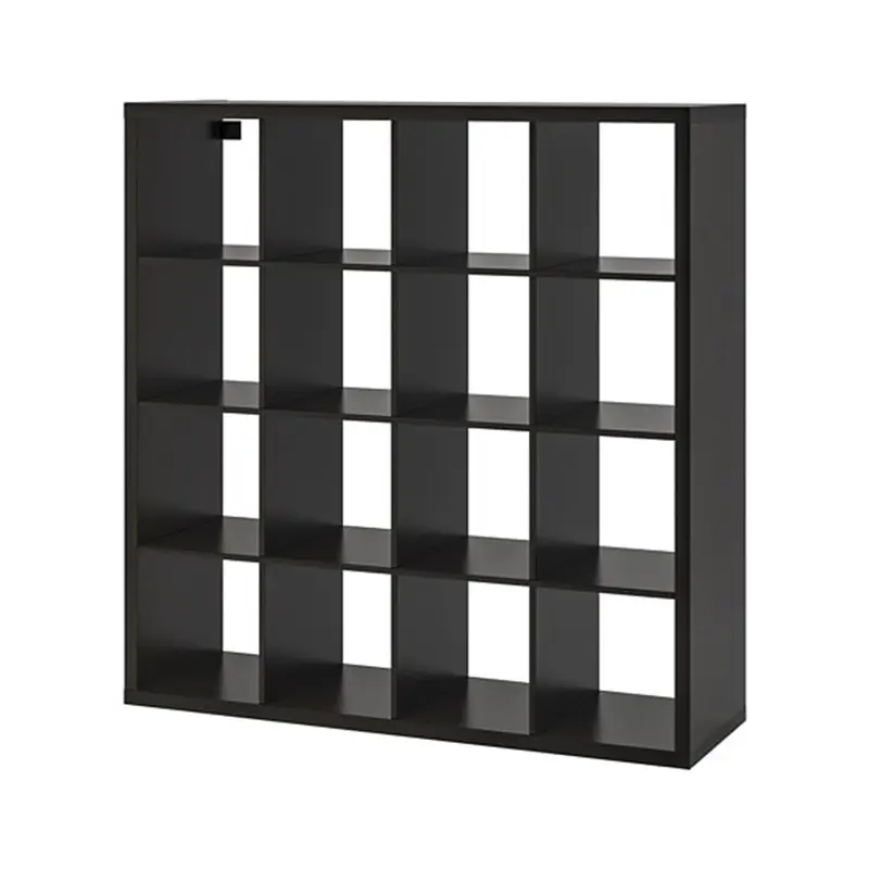 4x4 minimalist storage cabinet - white - black-brown - oak grain