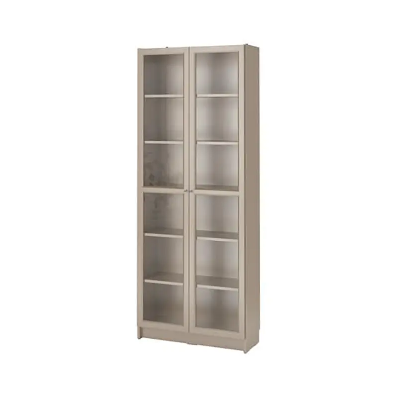 Double door simple bookcase - white - oak grain - walnut grain-product