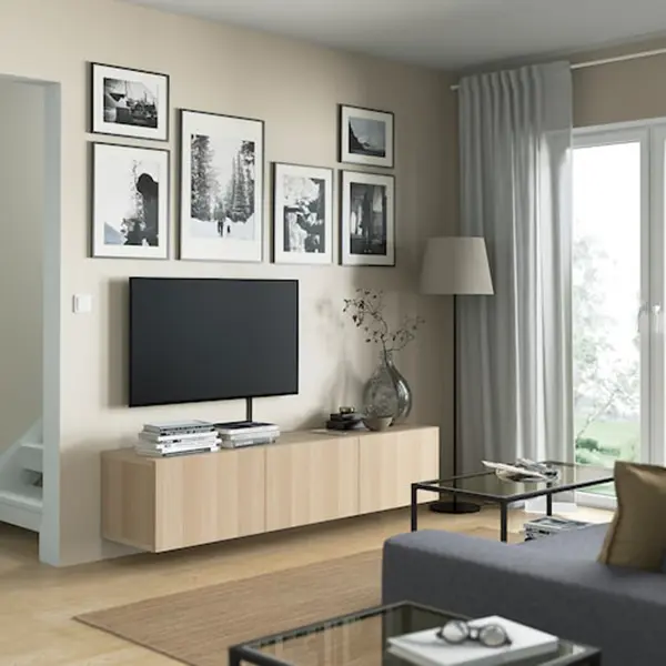 Three-compartment wood grain storage living room cabinet 8v95