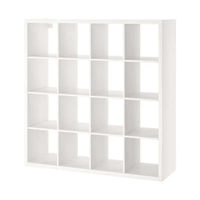4x4 minimalist storage cabinet - white - black-brown - oak grain