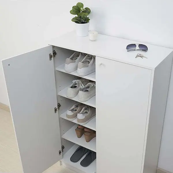 White simple five-storey double-door shoe cabinet (2)f3h