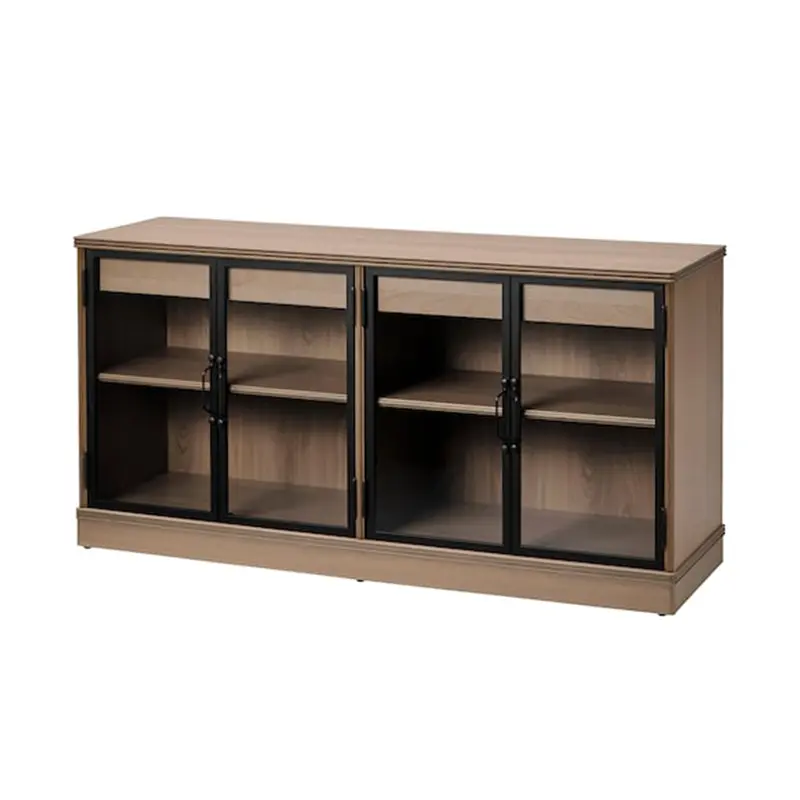 Nordic imitation solid wood double-door black wood grain sideboard modern minimalist tea cabinet multifunctional locker