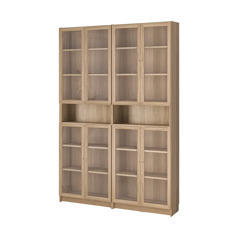 AmericanFrench country oak vintage old bookcase combined glass door multi-layer bookshelf sideboard